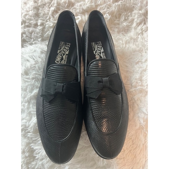Salvatore Ferragamo Men's Lizard Leather Tuxedo Loafers - Size 10.5D - Picture 1 of 7
